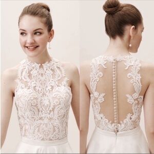 sale two more hours 3/31 Wtoo by Watters Willowby Embroidered Lace Bridal Top